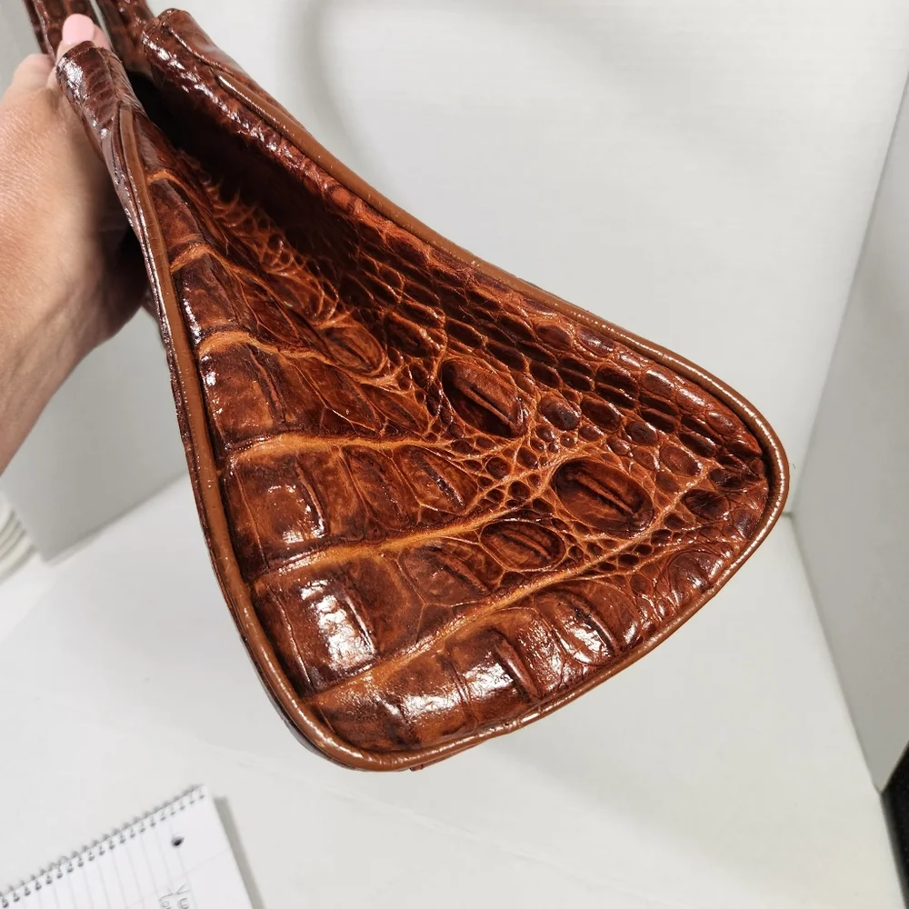 Veari hornback authentic crocodile leather xl tote bag purse carmel brown euc! - Picture 5 of 16